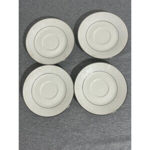 Vintage Noritake Ivory China Marseille 7550 Saucers Set of 4 Floral Trim Silver